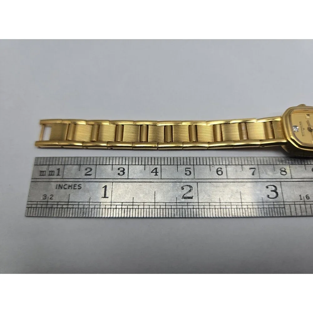 Vintage Wittnauer Womens Gold Tone Diamond Swiss Quartz Dress Watch New Battery